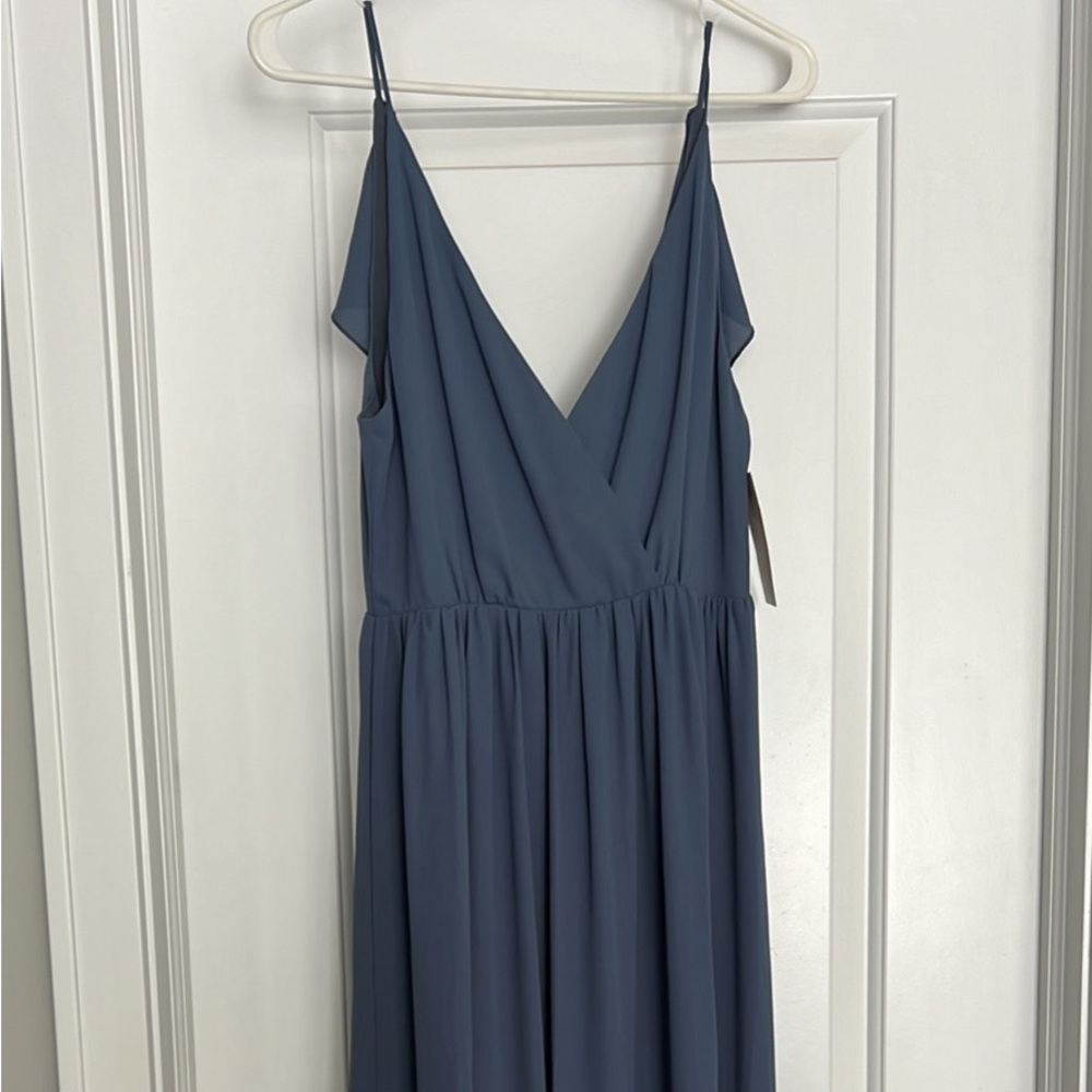 Slate Blue Long Dress with Slit
